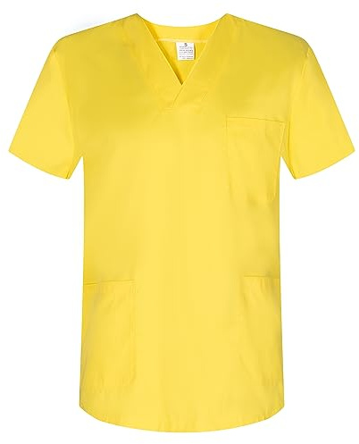 Misemiya - VÊTEMENTS DE Travail Unisex COL PIC Manches Courtes Médicaux Unisexe - Ref.817 - Medium, Jaune