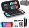 Younik Kit d'accessoires 14 en 1 pour la Switch, Grand étui de transport pour Switch 2017, étui de voyage pour Switch adapté à la console, poignée J-con et chargeur (Gris, Modèle de Bouton)