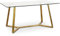 DRW Mesa de Comedor de Cristal y Metal en Acero Dorado Mate 160x90x76cm
