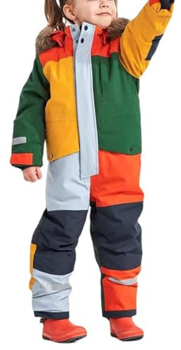 Schneeanzug 116 Mädchen Streifen Wasserdichter Outdoor Skianzug Reflektierenden Softshell Winter Schneeoverall Skihose 116 Dickere Fellkragenkapuze Warmes Snowboardjacke Skijacke Daunenjacke