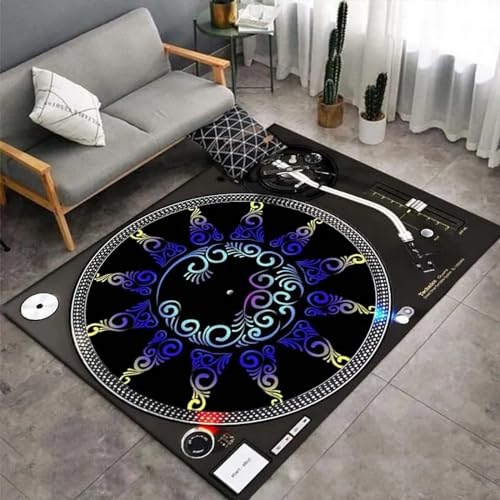 3D Gedruckter Teppich Retro-Disc-Player Wohnzimmer Schlafzimmer Anti Rutsch Carpet Kinder Mädchen Jungen Zimmer Spielen Krabbeln Fußmatten 50 X 80 cm -0U1U7S5J7W2