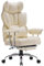 Efomao Desk Office Chair, Big and Tall PU Leather Ergonomic Office Chair, 200KG Adjustable High Back Computer Chair,Executive Swivel Chair with Footrest and Lumbar Support, Beige