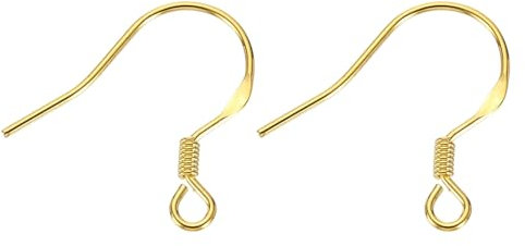 sourcing map 2Pcs Earring Hook, S925 Sterling Silver Ear Wires Fish Hooks with Flat Letter (Wire 0.6mm/22 Gauge) for Jewelry Making DIY Ear Post Supplies, Gold