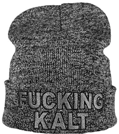 Baddery (A) Strickmütze - Fucking Kalt - Unisex Beanie Mütze für Herren und Damen (One Size - Antique Grey)
