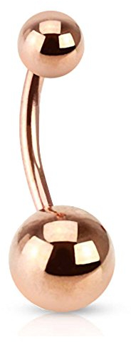 viva-adorno® Bauchnabel Piercing Banane Edelstahl Rosegold Chirurgenstahl Bananabell Z419, Größe: 1,2 x 8 x 4 + 6mm