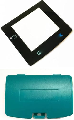 Blue Battery Case Cover & Screen Lens For Game Boy Color GBC System Replacement (with Back Adhesive)