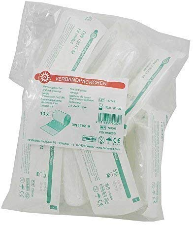 100 Stück (10 x 10) Verbandpäckchen steril DIN13151 Erste Hilfe Nr.3 Groß