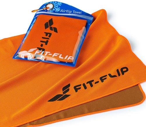 Fit-Flip Kühlendes Handtuch - Ice Cooling Towel und mikrofaser Kühltuch – kühlende Handtücher für Nacken und Hals - Airflip cool Towel für Fitness und Sport - Kühlhandtuch (orange, 100x30cm)