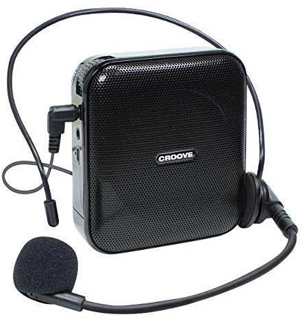 Croove Rechargeable Portable Voice Amplifier, 10 Hrs. Battery Life, Headset Microphone & Speaker, Neck Strap & Belt Clip Included, Covers Over 3300 Sq. Ft Ideal for Classroom Teachers & Tour Guides