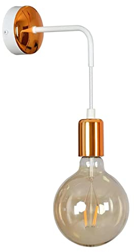 famlights | Wandleuchte Sönke aus Metall in Weiß und Kupfer 1xE27 max.60W