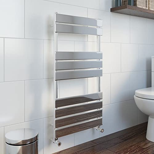 DuraTherm® 950 x 500mm Flat Panel Heated Towel Rail Radiator Modern Central Heating Bathroom Warmer Wall Mounted Ladder Rad, Polished Chrome