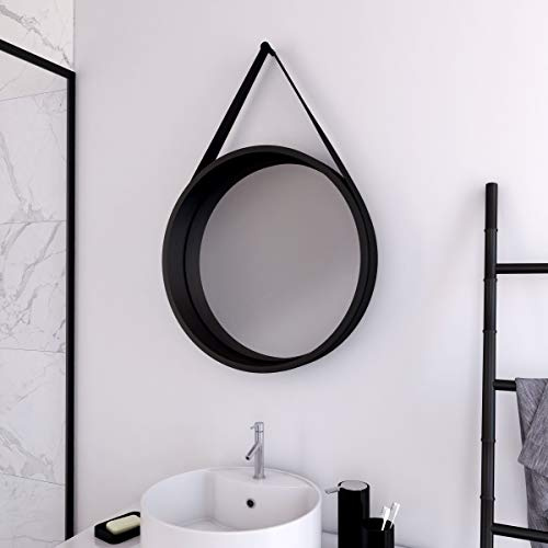 Aurlane Badezimmerspiegel, rund, Typ Barber – Durchmesser 50 cm – Barber Dark