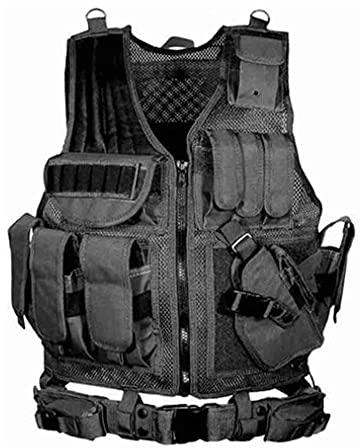 N / A Militärische taktische Weste für Herren, verstellbare taktische Weste der Elite-Serie, Camping im Freien, Jagd, Angeln, Angeln, Wandern, Airsoft-Kriegsspiel