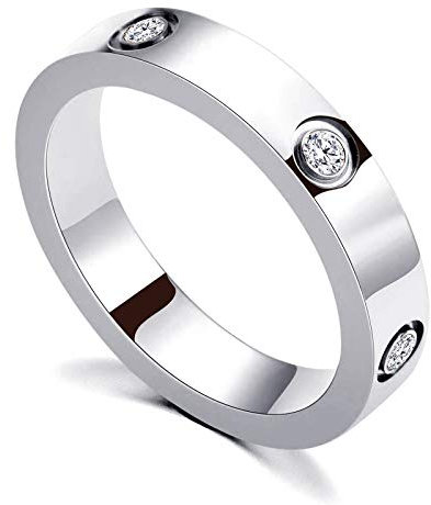 PDWZNBA Love Friendship Ring 18K Gold Silver Rose Plated Cubic Zirconia Stainless Steel Promise Ring Wedding Band Jewelry Birthday Gifts for Women, Metal, Cubic Zirconia