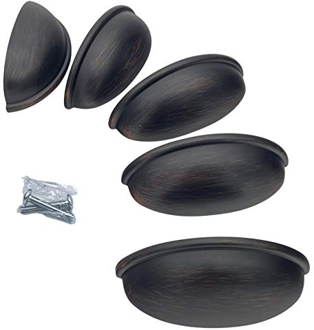 BRESKO 5 St. Muschelgriff Schalengriff Schubladengriff Apothekergriff vintage 93 mm Kupfer alt