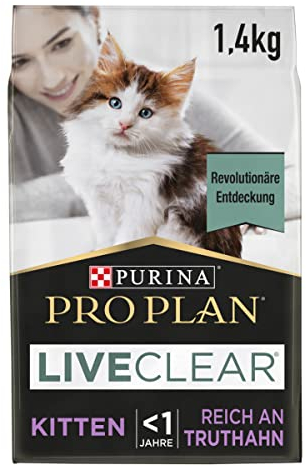 Pro Plan LIVECLEAR KITTEN, Katzenfutter trocken, reich an Truthahn, 6er Pack (6 x 1,4kg)