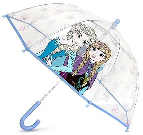 ABG Accessories, Minnie Mouse, Frozen, Encanto und Paw Patrol, transparenter Regenschirm für Mädchen, Regenkleidung, Alter 3–10 Jahre, Frozen, Elsa & Anna, Age 3-10