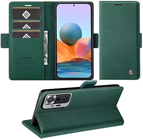 Wezimoe Handyhülle für Xiaomi Redmi Note 10 Pro Hülle, Standfunktion Kartenfach Wallet Premium Leder Schutzhülle Flip Case Cover Stoßfeste Klapphülle Note 10 Pro 6,67 Zoll