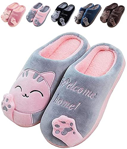 JACKSHIBO Hausschuhe Damen Winter Plüsch Pantoffeln Herren Warm Slippers | Leicht,Rutschfest,Bequem,Atmungsaktiv,Geschenk,Slip-on,Filzpantoffeln Frauen,Unisex,Geeignet für alle Innenbereiche,Weiches