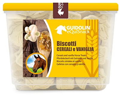 Guidolin Horses Vanilla Equisnack – Biscotti per Cavalli con vaniglia e cereali Snack Naturale e artigianale 700 g
