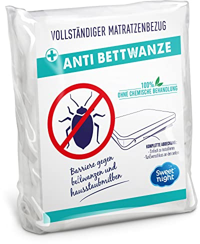 Sweetnight - Housse intégrale matelas 135x200x25 cm | Anti-Punaise de lit et Anti-acariens | Protège intégralement votre matelas | Fermeture à glissière | Sans traitement chimique | Ep. jusqu'à 25 cm