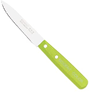 Nogent Couteau de légumes 9 cm face de coupe dentelée avec manche en bois vert Couteaux
