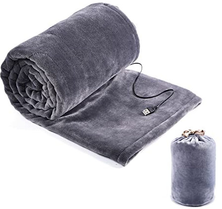 Electric Heated Throw Blanket,140x80cm Soft Touch Heated Throw,USB Electric Blanket,Gray Flannel Electric Overblanket for Sofa,Electric Underblanket Single,Wearable Heated Blanket,Machine Washable