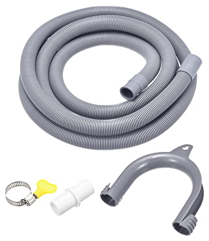 PATIKIL Washing Machine Drain Hose Extension Kits 16.4ft Gray for Washing Machine with Extension Adapter, U-Bend Hose Holder, 2 Clamps