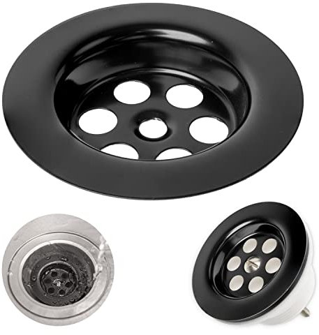Parte superior de la válvula de repuesto para juego de desagüe de fregadero, Ø 62,5 mm de diámetro, para juegos de desagüe de 1 1/4 pulgadas, acero inoxidable SS201, negro