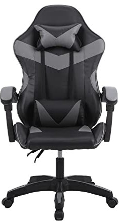 Panana Gaming Racing Chair Heavy Duty Gas Lift Adjustable Height PC Game Swivel Chair (Grey)