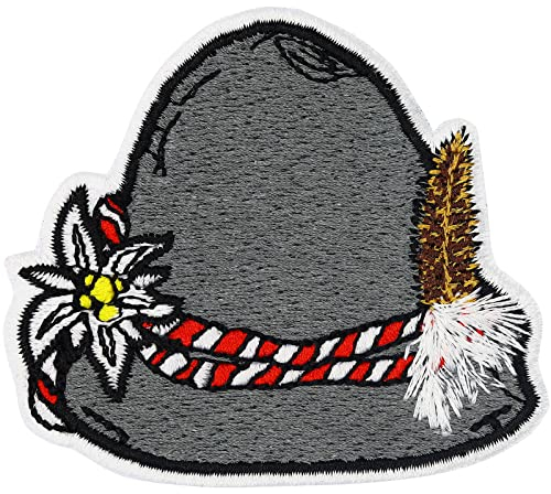 Oktoberfest Deko Aufnäher Oktoberfest Herren Outfit Patches zum aufbügeln/aufnähen | Filzhut Aufbügler Deutschland Patch lustige Bügelbilder für alle Stoffe | 75x60mm