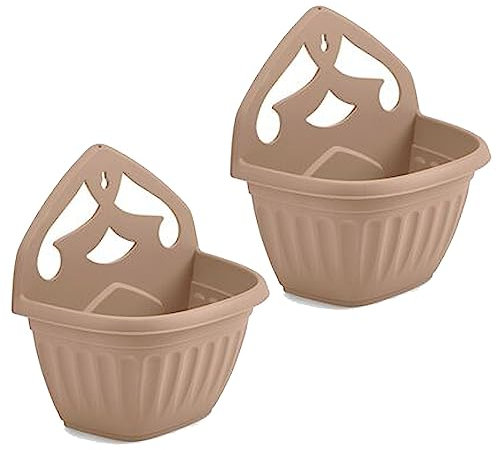 ZARVICZONIA Planters Pots - Wall Mounted for Plants and Flowers (Pack of 1, 2, 3, 4, 5) (Taupe (Pack of 2))