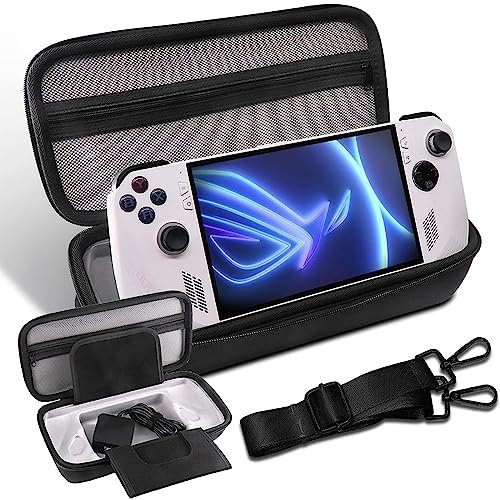 Miimall for ASUS ROG Ally X 2024/ROG Ally Case with Shoulder Strap, PU + EVA Hard Protective Travel Case Cover for ROG Ally X Anti-Scratch Shockproof, Asus Rog Ally Carrying Bag with Portable Handle