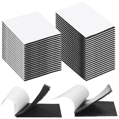 40 Stück Klettband Selbstklebend Extra Stark, Doppelseitig Klettverschluss Selbstklebend, Schwarz Klettband, Klett für Wände, Boden, Tür, Kunststoffe, Gläser(Quadrat und Rechteck)