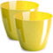 PECZEKO Blumentopf glänzender, Pflanzkübel aus Übertopf Kunststoff Dekorativer Topf für, groß und Klein Pflanzen, 2er-Set blumenkübel, blumenkübel kräutertopf, (2 Pack) Gelb, ø 12 cm