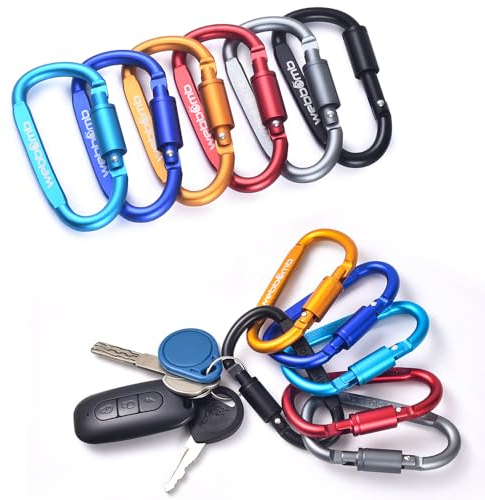 WEBBOMB® 2 Stück Karabiner Haken mit Schraubverschluss 80mm Schraubkarabiner Aluminium Karabinerhaken für Kinderwagen Hundesport Reitsport Camping Wandern Angeln Schlüsselanhänger (Türkis 2 Stück)