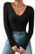 Camiseta de manga larga para mujer, algodón, cuello de pico, manga larga, básico, jersey de punto, camiseta interior, elegante, camiseta interior elástica, camiseta de manga larga para adolescentes,