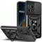 KZIOACSH Case for Xiaomi Poco X6 PRO 5G, [360 Rotaring Kickstand][Slide Camera Cover] Hybrid Soft TPU Frame+ Hard PC Back Case Military Grade Anti-Scratch Shockproof Rugged Bumper Phone Cover,Black