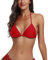 FITTOO Triangel Bikini Oberteil Große Brüste Damen Push up Sport Bikini Neckholder Rückenfrei Bikinioberteil mit Polster Blau, L
