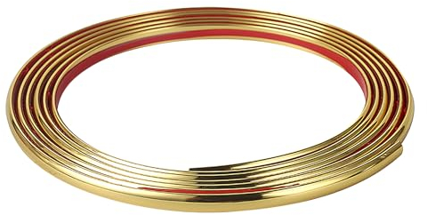 Moulures décoratives flexibles autocollantes 5 m, décollez et collez, mur, coin, moulure murale, plafond, armoire, armoire et automatique, sol, carrelage, bords, revêtement, miroir 5 m x 8 mm (doré)