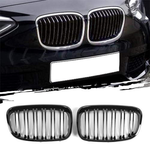 AggAuto Front Nieren 7-Doppelstab, Glänzend Schwarz Kühlergrill für BMW Serie 1, F20/F21, 2011-2014