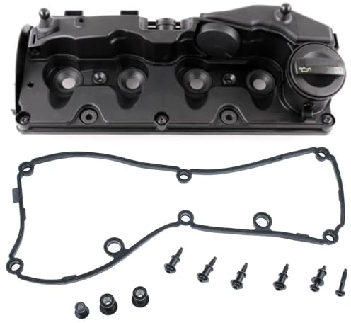 Hajus 1031029 Ventildeckel Zylinderkopfhaube + Öleinfülldeckel Ventildeckeldichtung für A3 Seat Skoda VW Golf Passat 1.6 2.0 TDI 03L103469R 03L103469C
