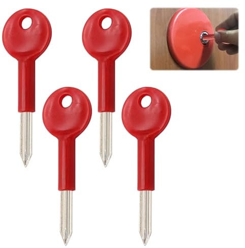 Star Key,4Pcs Universal Window Key Red Star Keys for Simple Doors Windows,Iron Security Rack Bolt Key for Fire Door Pipe Well Door Rack Bolt Spare Star Key (4, Red)