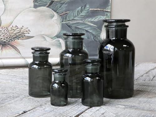 Black Apothecary Glass Storage Bottle with Lid x1-5 Sizes - **Sold Individually**, Black Glass Jar, Apothecary Bottle with Lid, Bathroom Decorative Storage Jar (Extra Large 1000ml)
