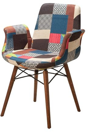 Stuhlmann Stühle - Stuhl Orlando 675C - Esszimmerstuhl, Küchenstuhl, Polsterstuhl, Wohnzimmerstuhl Mehrfarbig mit Armlehnen und Holzbeinen (Blau)