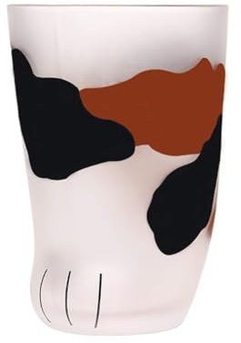 JOYWU Cat Claw Cup,300ml Cat Paw Frosted Breakfast Milk Cup for Adults Kids,Cat Foot Frosted Print Coffee Mug,Creative Glass Cups,Cute Claw Print Mug,Juice Beverage Glasses,Tea Cup,1 Pcs (Mix)