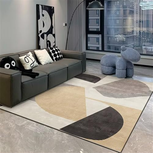 DJHWWD Zimmer Teppich Großer Teppiche Wohnzimmer Schwarzer mit modernem gestreiftem Design und einfacher Pflege 180x250CM Grau Kinderteppich Klein
