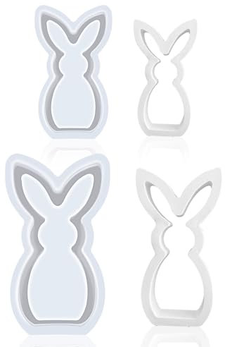 2 Stück Silikonformen Gießformen Ostern, Silikonform Ostern Hase, Osterhase Silikonform Kaninchen, Gießformen Silikon Ostern, Gipsformen Ostern Gießform Hase, Gießform Ostern für DIY Osterhase Deko