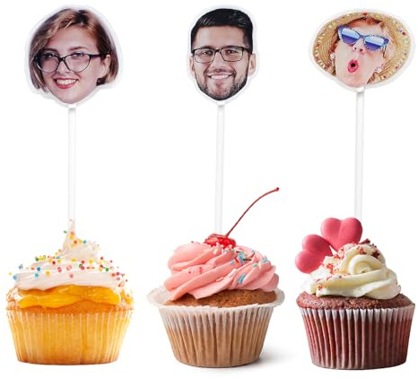 Cupcake-Topper mit Gesichtsausschnitt, personalisierbar, Acryl-Bild-Dekorationen für Geburtstage, Partys, Hochzeiten, Veranstaltungen und Feiern