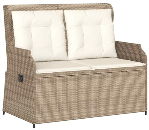 vidaXL Gartenbank für draußen, Liege für die Terrasse, verstellbare Rückenlehne, Stahlrahmen, Rattan-Möbel, Sitzmöglichkeiten für drinnen und draußen
